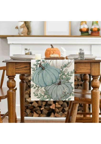 2x Sonbahar Okaliptüs Bırak Kabak Masa Koşucu Sonbahar Şükran Günü Mutfak Yemek Masa Dekorasyonu Iç Mekan A Için (Yurt Dışından) indirimleri