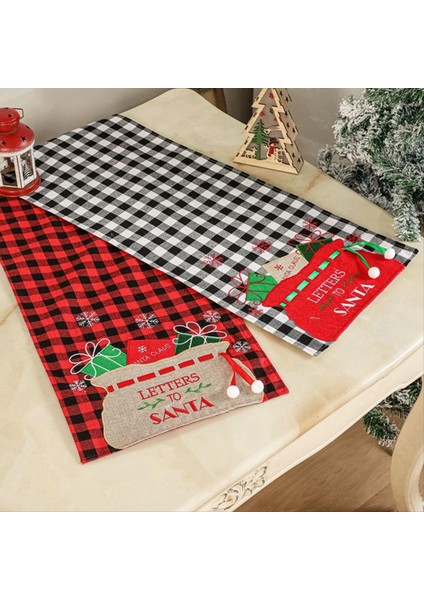 Noel Masası Koşucu Dekorasyonu Mutfak Yemek Çiftlik Evi Düğün Masa Siyah Beyaz (Yurt Dışından) indirimleri