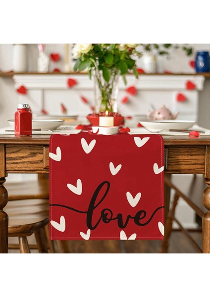 Kırmızı Aşk Sevgililer Günü Masa Koşucu Mevsim Yıldönümü Mutfak Yemek Masa Dekorasyonu Kapalı Ev Partisi (Yurt Dışından) indirimleri