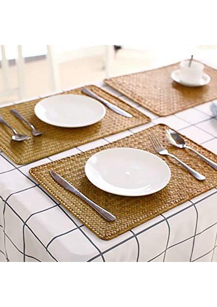 12 Paket Doğal Seagrass Place Mat 17 7inch x 12INCH El Dokuması Dikdörtgen Rattan Placemats (Yurt Dışından) fiyatları