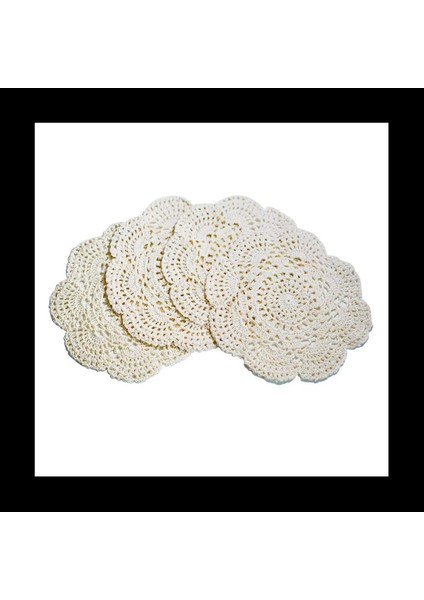 4pcs 8 6 Inç Doilies Tığ Işi Yuvarlak Dantel Doily El Yapımı Placemats Pamuk Tığ Işi Bardak Altlıkları (Bej) (Yurt Dışından)