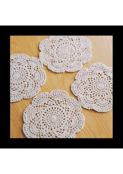 4pcs 8 6 Inç Doilies Tığ Işi Yuvarlak Dantel Doily El Yapımı Placemats Pamuk Tığ Işi Bardak Altlıkları (Bej) (Yurt Dışından) fırsatları