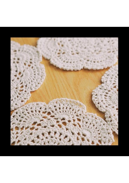 4pcs 8 6 Inç Doilies Tığ Işi Yuvarlak Dantel Doily El Yapımı Placemats Pamuk Tığ Işi Bardak Altlıkları (Bej) (Yurt Dışından) indirimleri