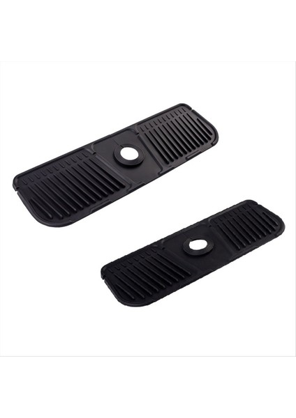 2pcs Mutfak Silikon Musluk Mat Musluk Su Yakalayıcı Lavabo Sıçrama Pedi Tezgah Koruyucusu Banyo Siyah (Yurt Dışından)