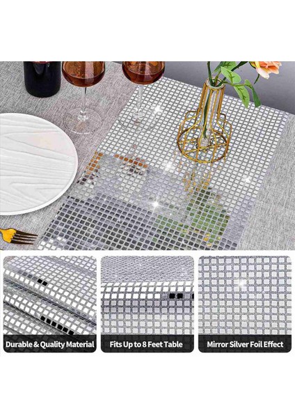 2x Disko Parti Masa Koşucusu Ayna Gümüş Folyo Masa Runner Glitter Metalik Masa Kapağı Disko Dans Partisi Düğün (Yurt Dışından) fırsatları