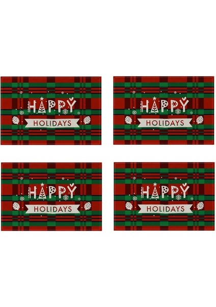 Noel Placemats Yemek Masası Için Noel Isıya Dayanıklı Placemats Pamuk Keten Kaymaz Yer Paspasları Tatil Için (Yurt Dışından)