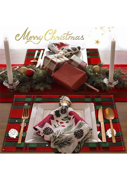 Noel Placemats Yemek Masası Için Noel Isıya Dayanıklı Placemats Pamuk Keten Kaymaz Yer Paspasları Tatil Için (Yurt Dışından) fırsatları