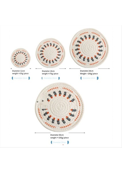 4pcs Tutkuk Yuvarlak Pamuklu Dokuma Yalıtım Pad Masası Paspas Baskılı Placemat Cup Coaster Çiçek (Yurt Dışından) fiyatları