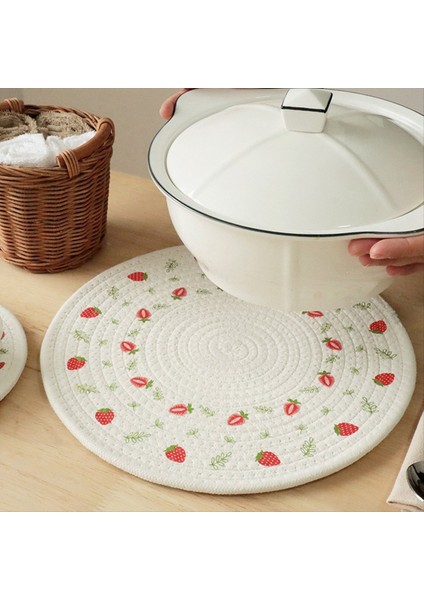 4pcs Tutkuk Yuvarlak Pamuklu Dokuma Yalıtım Pad Masası Paspas Baskılı Placemat Cup Coaster Çiçek (Yurt Dışından) indirimleri