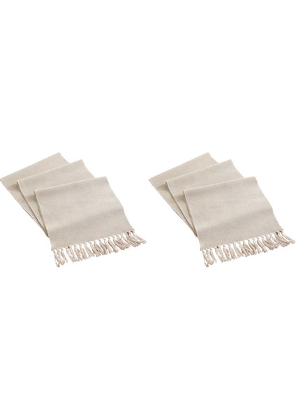 2x Farmhouse Masa Koşucu Vintage Rustik Masa Koşucu Pamuk Örgülü Sehpa Koşucu Bej Dokuma Masa Koşucu (Yurt Dışından)