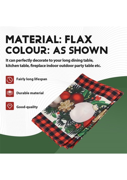 Keten Kırmızı ve Siyah Kontrol Ekose Noel Masası Koşucu 72 Inç Uzunluğunda Mevsimsel Kış Noel Masası Dekorasyonu (Yurt Dışından) fırsatları