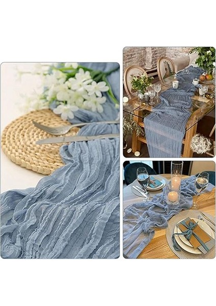 6pcs Gezgül Masa Bezleri Avrupa Dekoratif Dekoratif Masa Koşucuları Düğün Masa Masa Dekorasyonları (Gri-Mavi) (Yurt Dışından) fırsatları