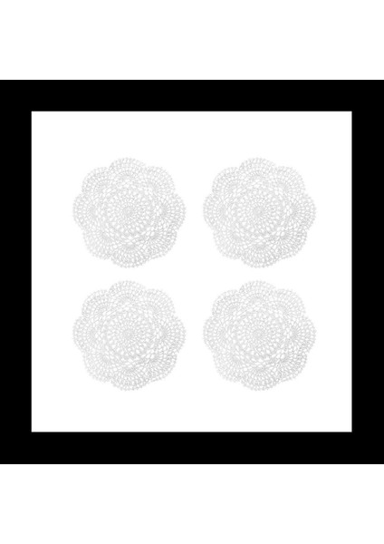 4pcs 8 6 Inç Doilies Tığ Işi Yuvarlak Dantel Doily El Yapımı Placemats Pamuk Tığ Işi Bardak Altlıkları (Beyaz) (Yurt Dışından)