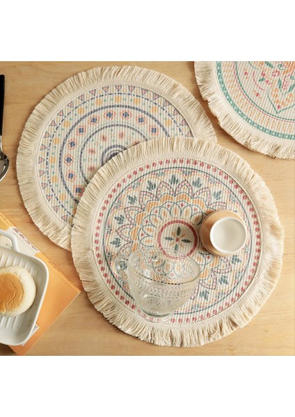 2pcs Baskılı Yer Mat Bohemian Püskül Baskılı Konut Ev Izolasyonu Dairesel Şekli Yemek Masa Düzeni Sahne C (Yurt Dışından) indirimleri