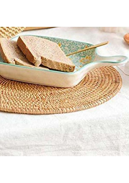 6 Adet El Yapımı Yuvarlak Doğal Rattan Placemat Çiftlik Evi Yuvarlak Hasır Placemats Yemek Masası Düğün Partiler Barbekü Vb (Yurt Dışından) fırsatları