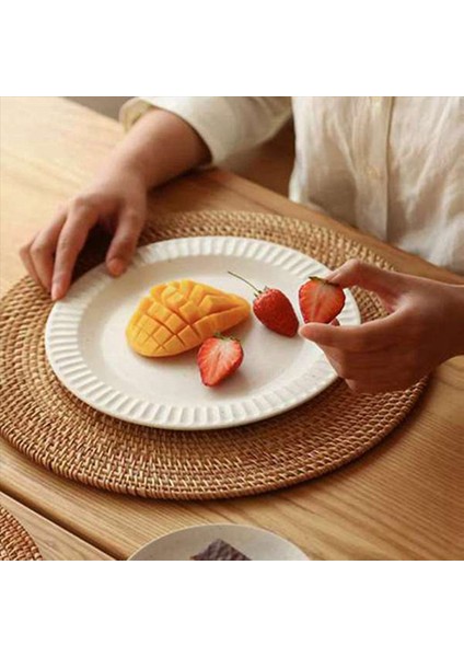 6 Adet El Yapımı Yuvarlak Doğal Rattan Placemat Çiftlik Evi Yuvarlak Hasır Placemats Yemek Masası Düğün Partiler Barbekü Vb (Yurt Dışından) indirimleri
