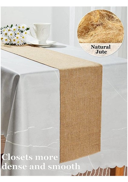 Masa Runner 10 M x 30 cm Jüt Masa Koşucusu Keten Jüt Kumaş Masa Koşucusu Rulo Masa Dekorasyonu Düğün Vintage Rustik (Yurt Dışından) modelleri