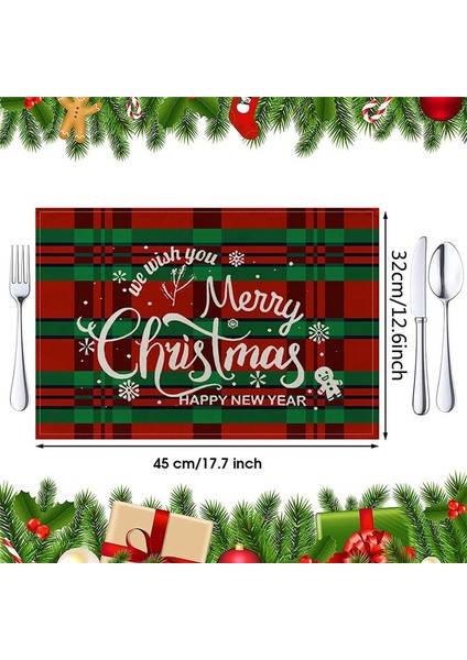 Noel Placemats Noel Isıya Dayanıklı Placemats Yemek Masası Pamuk Keten Slip Olmayan Yer Paspasları Tatil Için (Yurt Dışından) modelleri