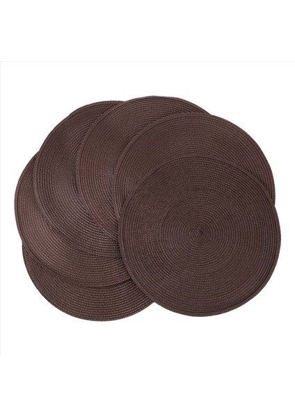 Yuvarlak Örgülü Placemats Yemek Masaları Için 6 Masa Paspasları Dokuma Yıkanabilir Kaymaz Yer Paspasları 15 Inç (Kahverengi) (Yurt Dışından)