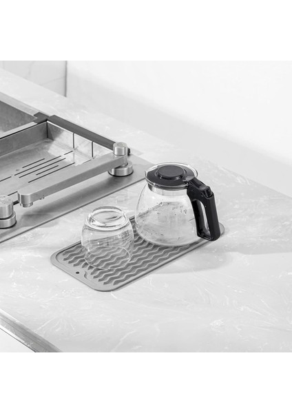 Çoklu Kullanım Için Çanak Kurutma Mat Kolay Temiz Çevre Dostu Isıya Dayanıklı Silikon Paspas Mutfak Tezgahı Grey-A (Yurt Dışından) indirimleri