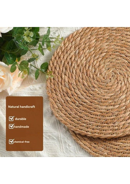 Doğal Su Sümbül Placemats 8 Seti Isı Direnci T Rattan Dokuma Paspaslar Açık Hava Yemek (Yurt Dışından) fiyatları