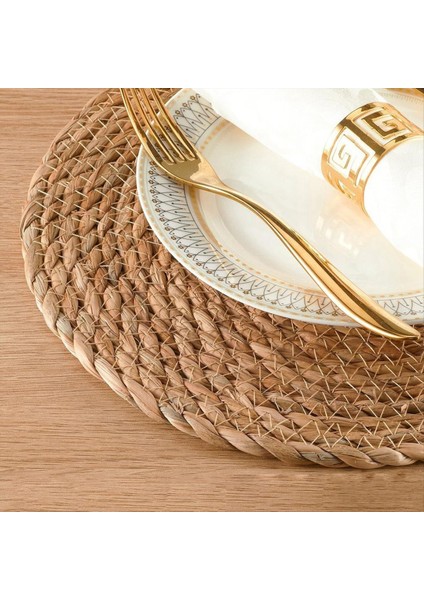 Doğal Su Sümbül Placemats 8 Seti Isı Direnci T Rattan Dokuma Paspaslar Açık Hava Yemek (Yurt Dışından) modelleri