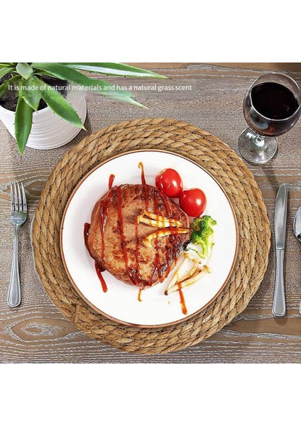 Doğal Su Sümbül Placemats 8 Seti Isı Direnci T Rattan Dokuma Paspaslar Açık Hava Yemek (Yurt Dışından) fırsatları
