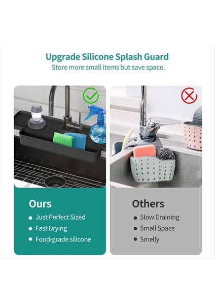 Silikon Musluk Sıçrama Koruyucusu Mutfak Lavabosu Sıçrama Koruyucusu Yükseltilmiş Musluk Su Yakalayıcı Tepsisi (Gri) (Yurt Dışından) modelleri