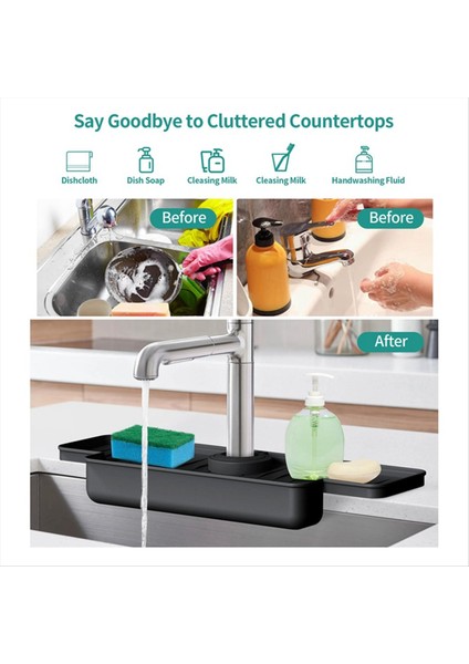 Silikon Musluk Sıçrama Koruyucusu Mutfak Lavabosu Sıçrama Koruyucusu Yükseltilmiş Musluk Su Yakalayıcı Tepsisi (Gri) (Yurt Dışından) fırsatları