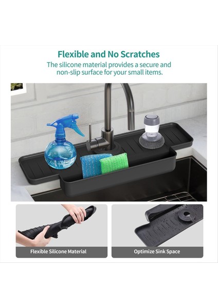 Silikon Musluk Sıçrama Koruyucusu Mutfak Lavabosu Sıçrama Koruyucusu Yükseltilmiş Musluk Su Yakalayıcı Tepsisi (Gri) (Yurt Dışından) indirimleri