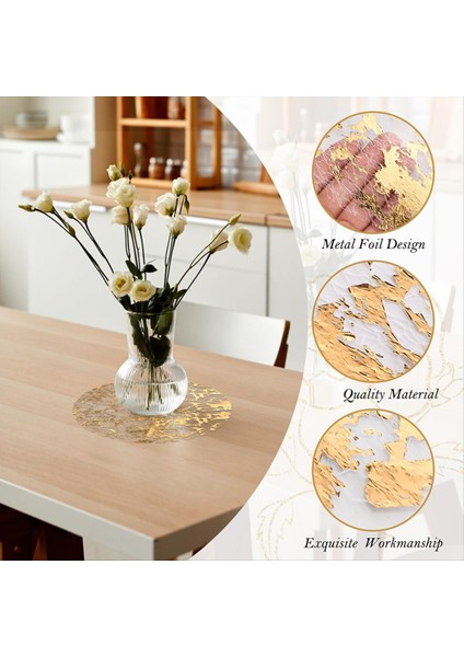 Tek Kullanımlık Yuvarlak Gül Altın Placemat Parlak Metal ve Altın Rengi ile Ince Bir Örgü Paspas (Yurt Dışından) fırsatları