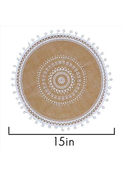 Yuvarlak Placemats Seti 16 Boho Dokuma Jüt Masa Paspasları Yemek Odası Için Ponpon Püsküllü Mutfak Masa Dekoru (Beyaz Top) (Yurt Dışından) fiyatları