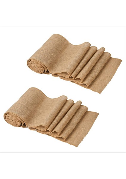 2x Masa Runner 10 M x 30 cm Jüt Masa Koşucusu Keten Jüt Kumaş Masa Koşucusu Rulo Masa Dekorasyon Düğünü (Yurt Dışından)
