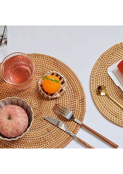 2x Rattan Dokuma Placemats Yuvarlak Masa Paspasları Kaymaz Isıya Dayanıklı Yer Mat Sıcak Yemekler Için Trivets Yuvarlak (Yurt Dışından) indirimleri