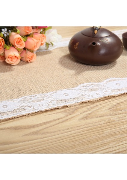 4pcs Dantel Masa Runner Retro Dantel Çuval Çuval Çuval Çuval Taşıyıcıları Ülke Düğün Partisi Yemek Masa Kapağı Dekorasyonu A (Yurt Dışından) fırsatları