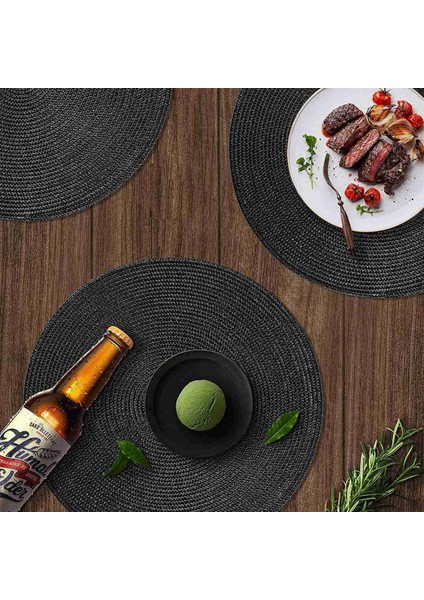 Yuvarlak Örgülü Placemats Yemek Masaları Için 12 Masa Paspas Seti Yıkanabilir Kaymaz Yer Paspaslar 15 Inç Cadılar Bayramı Siyah (Yurt Dışından) fiyatları
