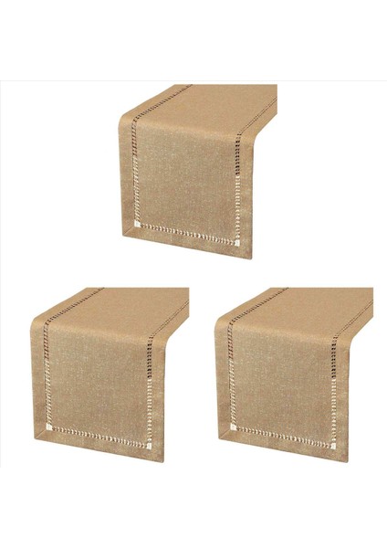3x El Eşya Yemek Masası Koşucu Dresser Eşarpları Gümüş Iplik Içerirlemesi (Karanlık Bej 12 x 72 Masa Koşucuları) (Yurt Dışından)