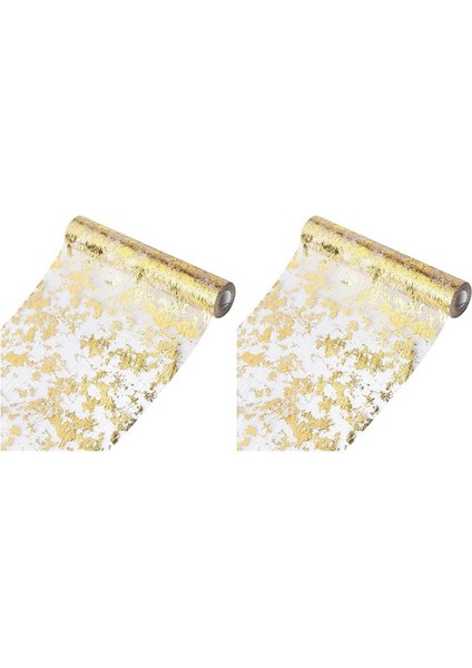 2x Masa Koşucu Köpüklü Polyester Tül Şerit Rulo Altın Folyo Partisi Düğün Noel Dekor 28CMX10M (Yurt Dışından) fiyatları