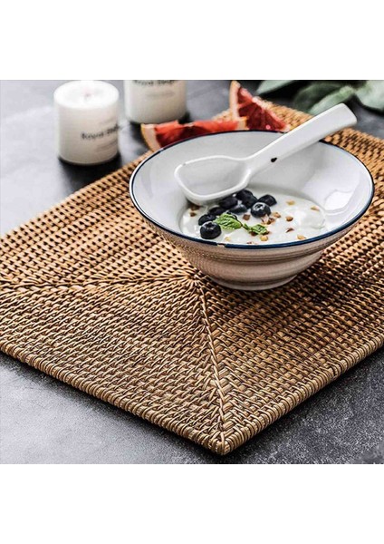 2x Masa Paspasları Kaymaz Rattan Placemats Yemek Masası Isıya Dayanıklı Dokuma Placemats Isıya Dayanıklı Paspaslar Yemek Masası Için (Yurt Dışından) fiyatları