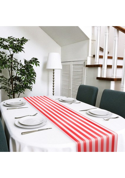 6 Adet Çizgili Masa Koşucusu Düğün Polyester Masa Dekoru Kırmızı Beyaz Çizgili Tasarım Masa Örtüsü Dekor 12 x 108 Inç (Yurt Dışından) fırsatları