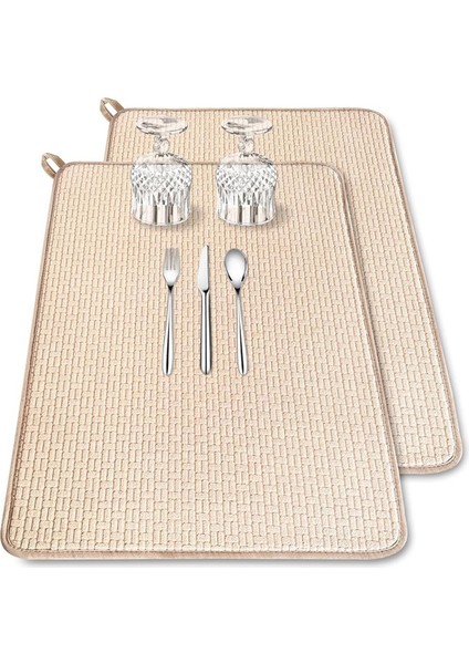 2 Paket Xxl Büyük Mikrofiber Bulaşık Kurutma Paspası 24X17 7 Inç Emici Bulaşık Drenajı Mutfak Sayacı Bulaşık Kurutma Ped (Yurt Dışından)