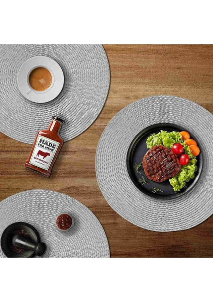 Yuvarlak Örgülü Placemats Yemek Masaları Için 6 Masa Paspasları Dokuma Yıkanabilir Kaymaz Yer Paspasları 15 Inç (Açık Gri) (Yurt Dışından) modelleri