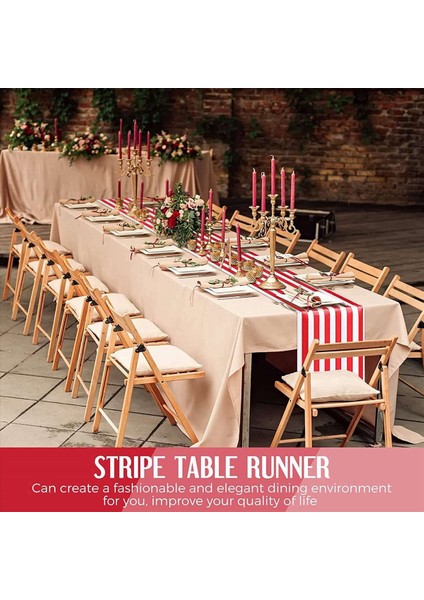 18 Adet Çizgili Masa Koşucusu Düğün Polyester Masa Dekoru Kırmızı Beyaz Çizgili Tasarım Masa Örtüsü Dekor 12 x 108 Inç (Yurt Dışından) modelleri