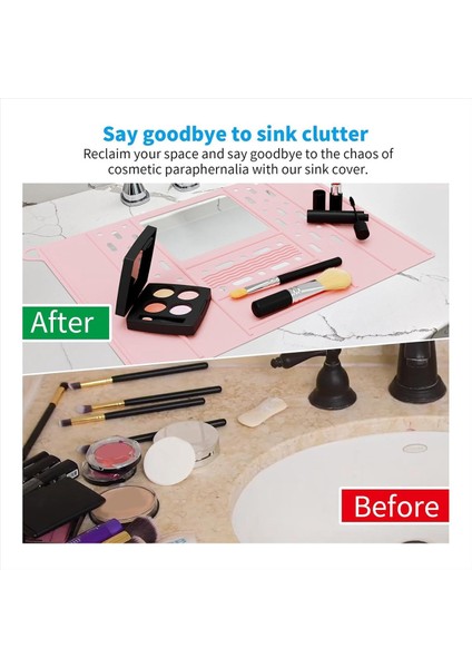 Banyo Lavabo Kapağı Sayacı Silikon Banyo Lavabosu Makyaj Organizatör Mat Dayanıklı Makyaj Organizatör Pembesi (Yurt Dışından) indirimleri
