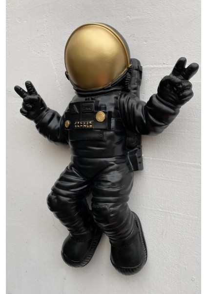 Dekoratif Astronot Apollo Duvar Heykeli (47X35CM) Siyah fiyatları