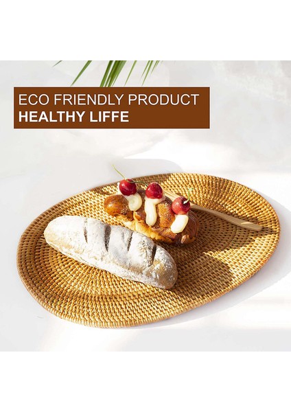 4 Adet Oval Rattan Placemat Doğal Rattan El Dokuması Çay Töreni Aksesuarları Yemek Odası Mutfak Vb (Yurt Dışından) fiyatları