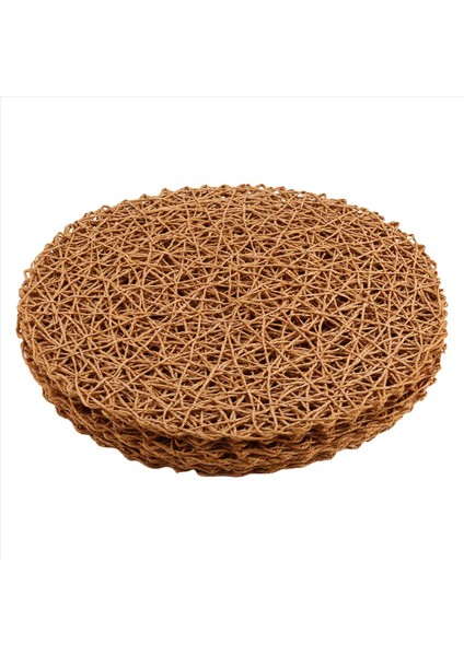 12PCS Kağıt Örgülü Yuvarlak Placemats Yemek Masaları Kapalı ve Dış Mekan Paspasları Açık Kahverengi Için Kaymaz Isı Masa Paspasları (Yurt Dışından)