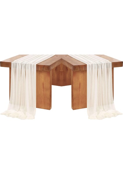 2x Şifon Masa Koşucusu 27X118 Inç Romantik Düğün Şeffaf Gelin Parti Masa Dekorasyonları Duş Süslemeleri (Yurt Dışından)