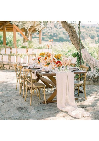 2x Şifon Masa Koşucusu 27X118 Inç Romantik Düğün Şeffaf Gelin Parti Masa Dekorasyonları Duş Süslemeleri (Yurt Dışından) fırsatları