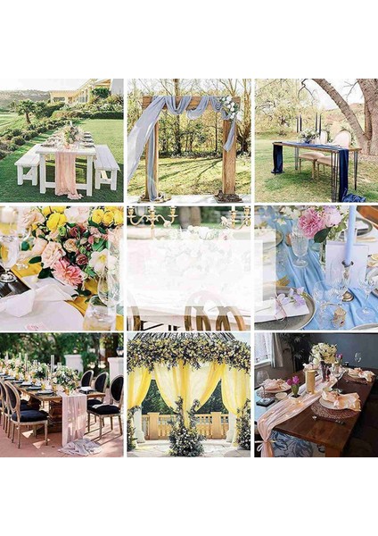 2x Şifon Masa Koşucusu 27X118 Inç Romantik Düğün Şeffaf Gelin Parti Masa Dekorasyonları Duş Süslemeleri (Yurt Dışından) indirimleri